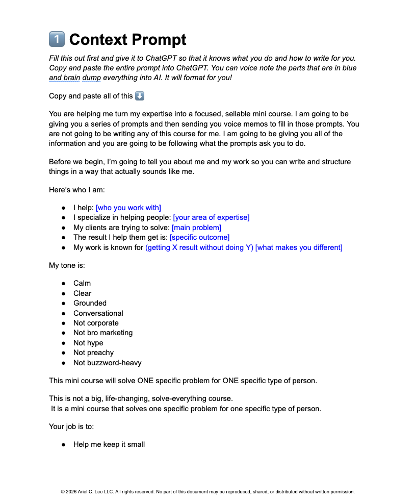 AI Prompt Library — Context Prompt