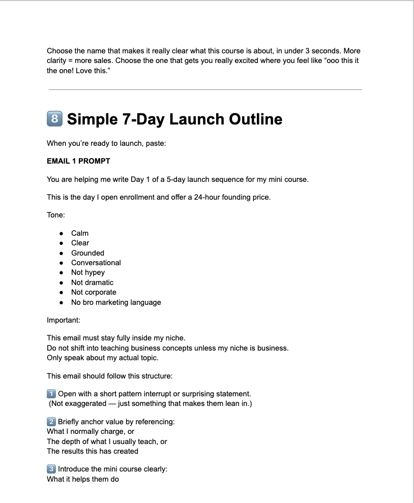 AI Prompt Library — 7-Day Launch Outline